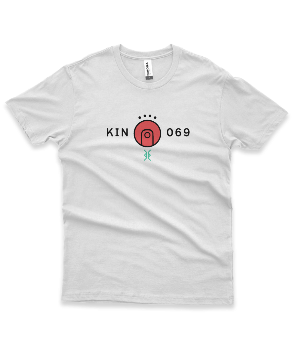 Camiseta Branca Kin 069 - Lua Autoexistente Vermelha