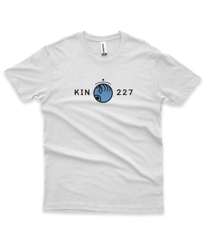 Camiseta Branca Kin 227 - Mão Rítmica Azul