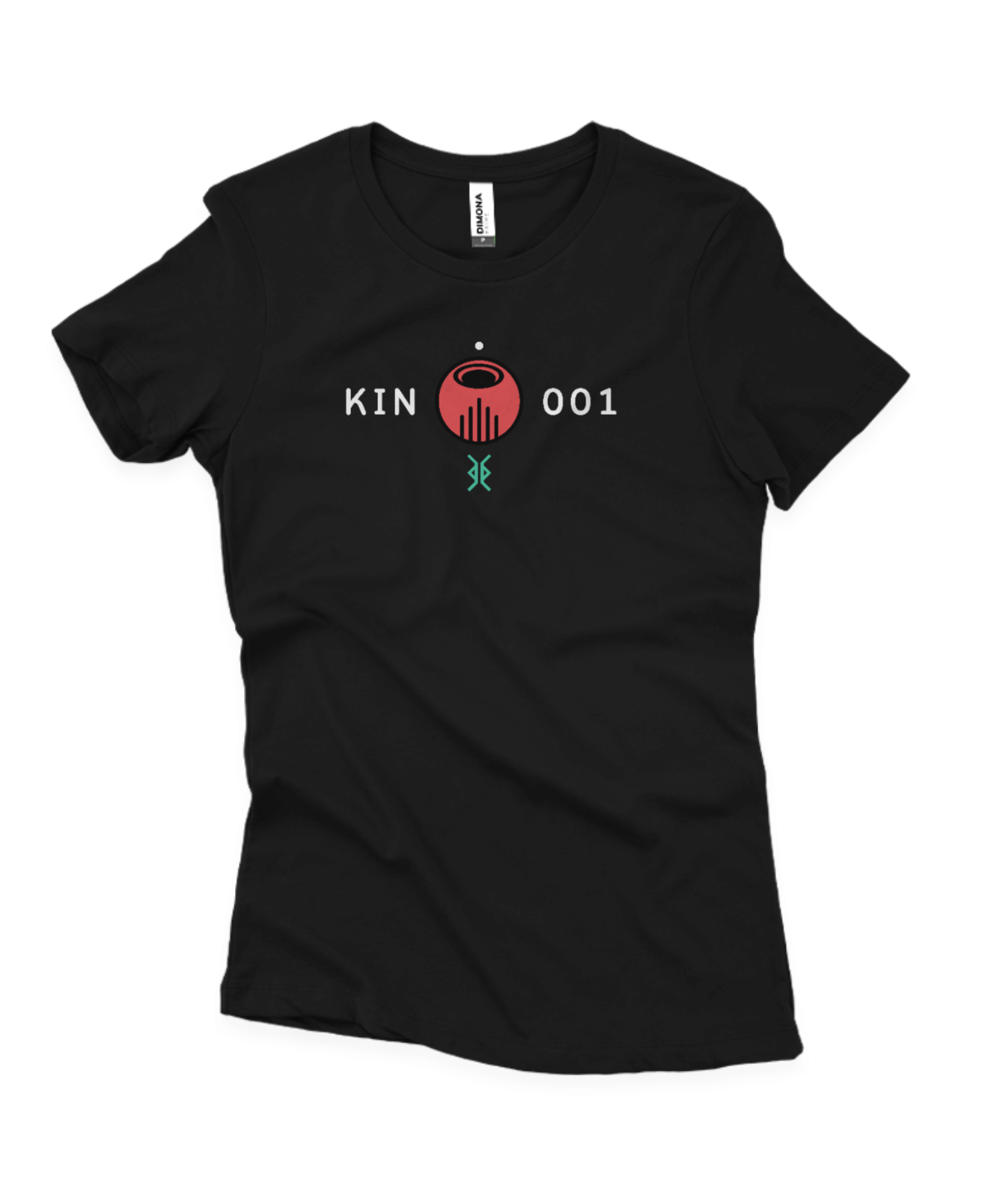 Camisa Feminina Preta Kin 001 - Dragão Magnético Vermelho - Kin 01 - Kin 1