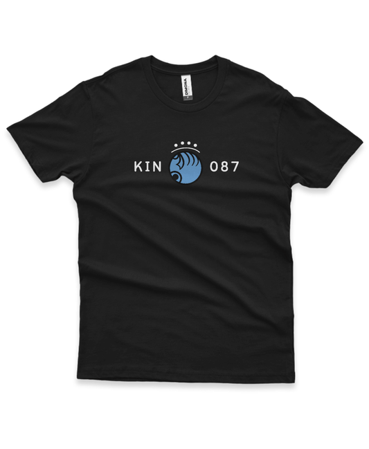 Camiseta Preta Kin 087 - Mão Solar Azul