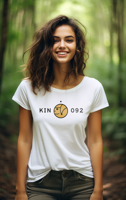 Camisa Feminina Branca Kin 092 - Humano Magnético Amarelo - Kin 92