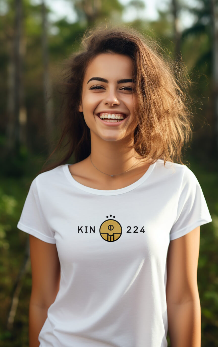 Modelo Humano Camisa Branca - Camisa Feminina Kin 224 - Semente Elétrica Amarela