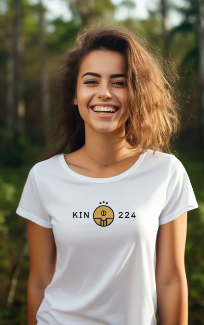 Modelo Humano Camisa Branca - Camisa Feminina Kin 224 - Semente Elétrica Amarela