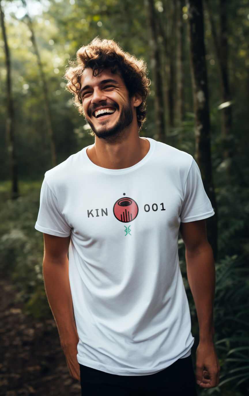 Camiseta Branca Kin 001 - Dragão Magnético Vermelho