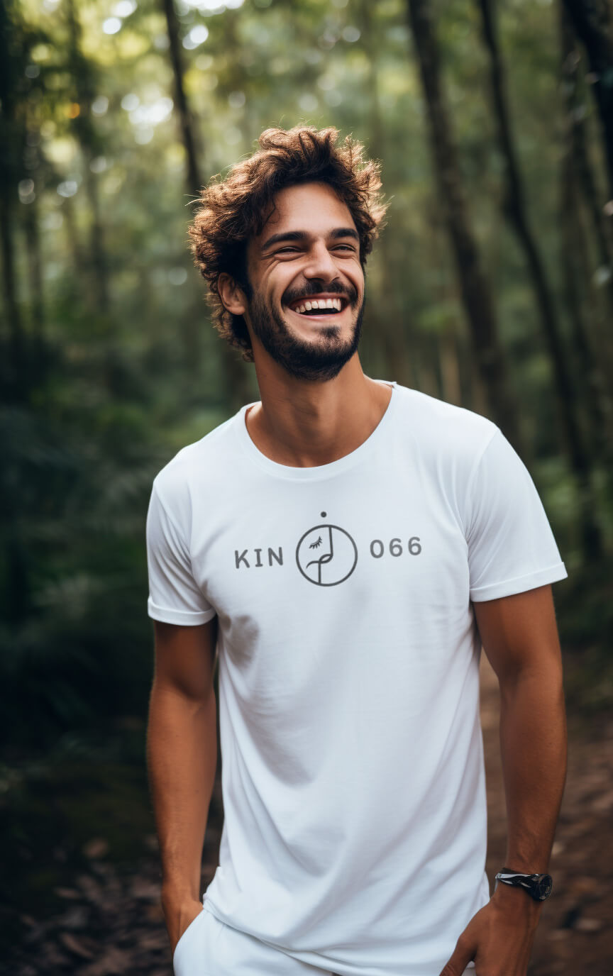 Camiseta Branca Kin 066 - Enlaçador de Mundos Magnético