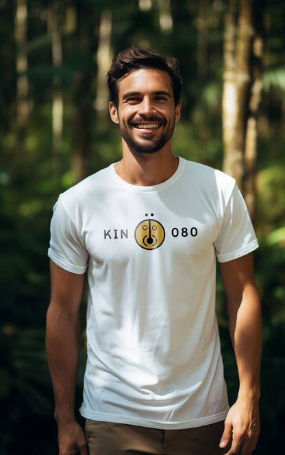 Camiseta Branca Kin 080 - Sol Lunar Amarelo