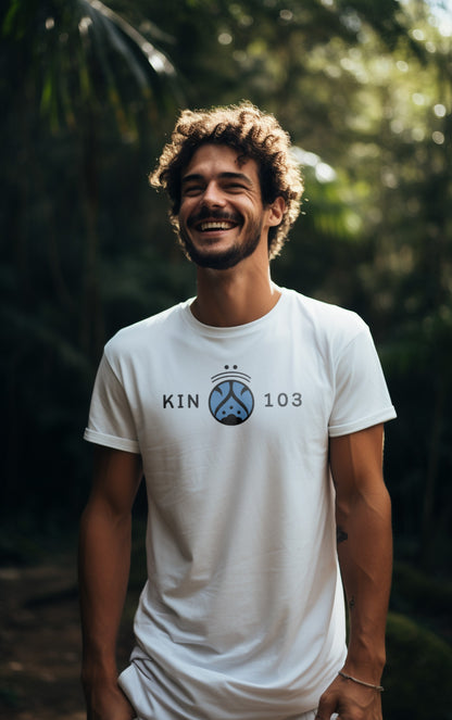 Camiseta Branca Kin 103 - Noite Cristal Azul