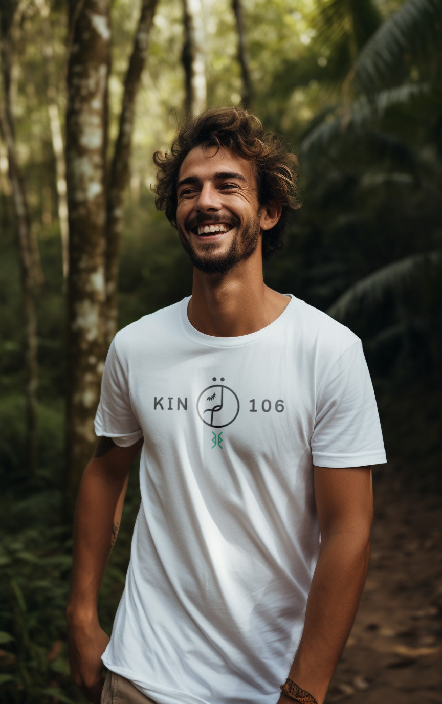 Camiseta Branca Kin 106 - Enlaçador de Mundos Lunar