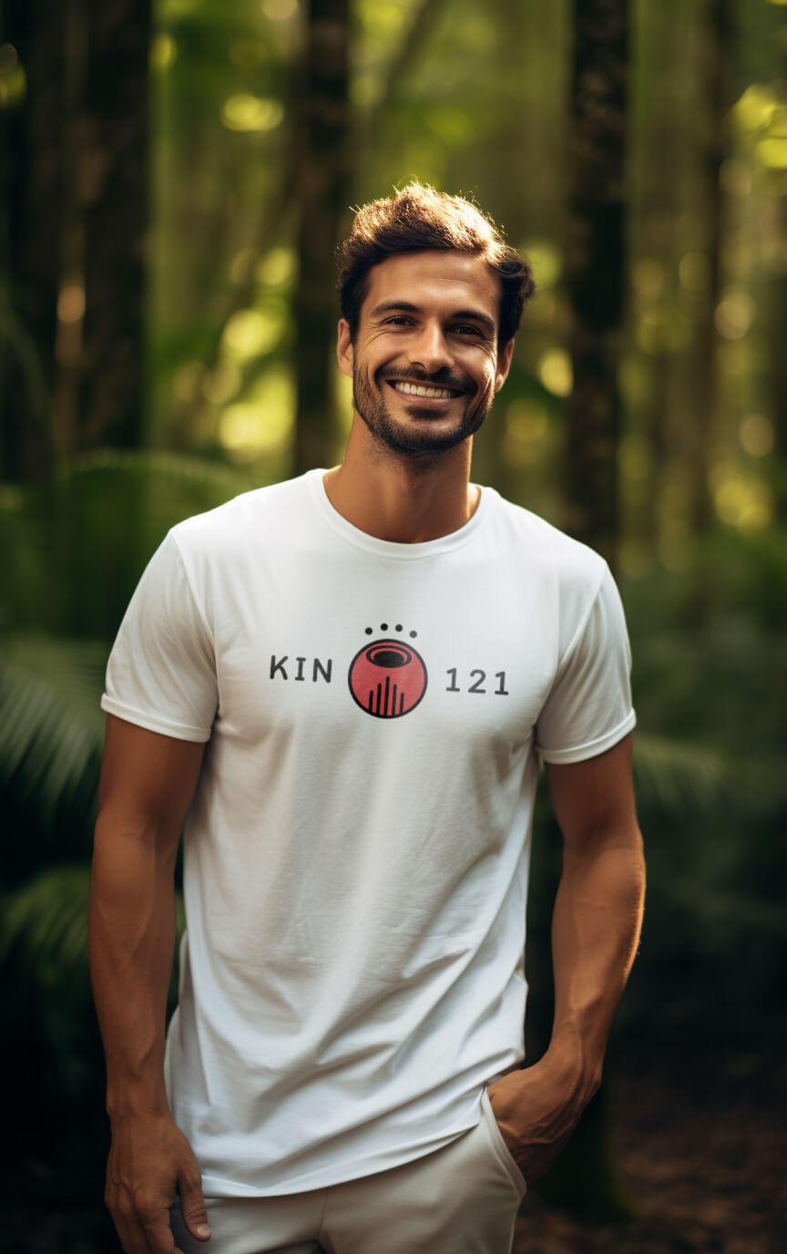 Camiseta Branca Kin 121 - Dragão Autoexistente Vermelho