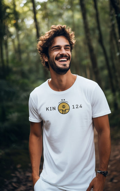 Camiseta Branca Kin 124 - Semente Ressonante Amarela