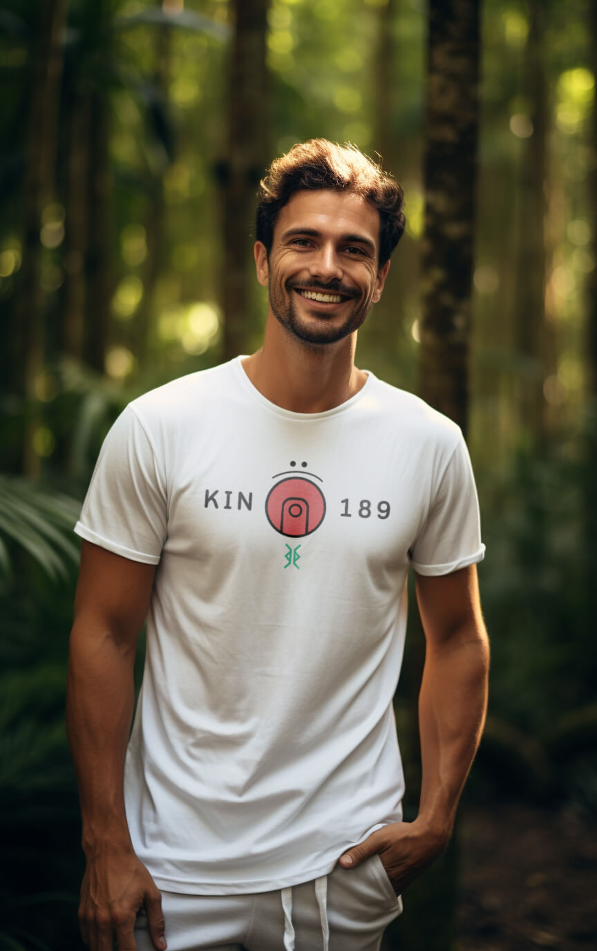 Camiseta Branca Kin 189 - Lua Ressonante Vermelha