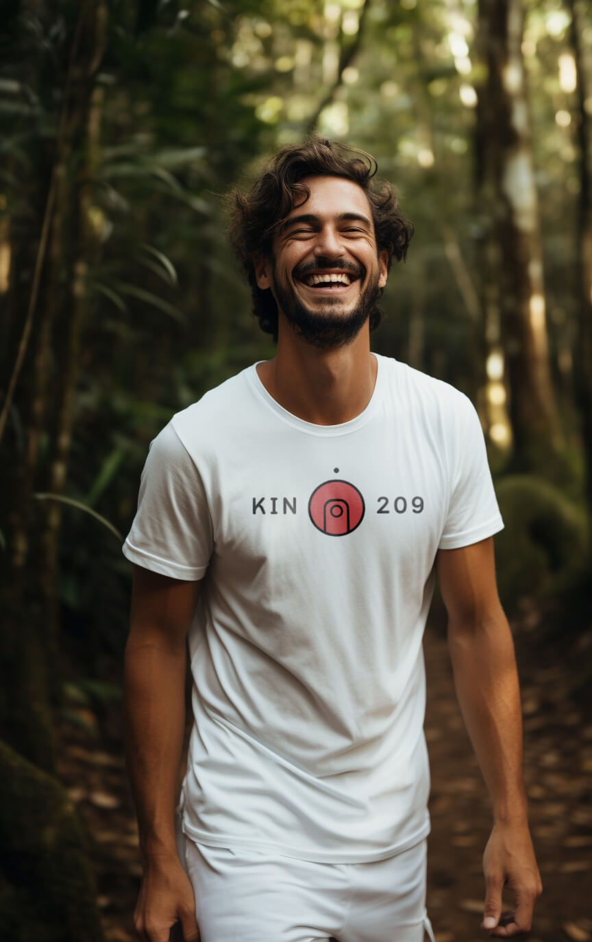 Camiseta Branca Kin 209 - Lua Magnética Vermelha