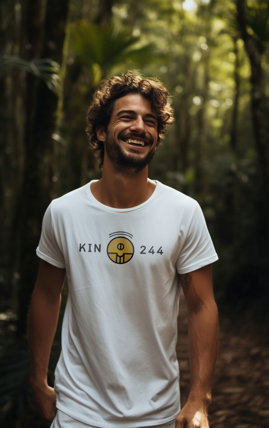 Camiseta Branca Kin 244 - Semente Planetária Amarela