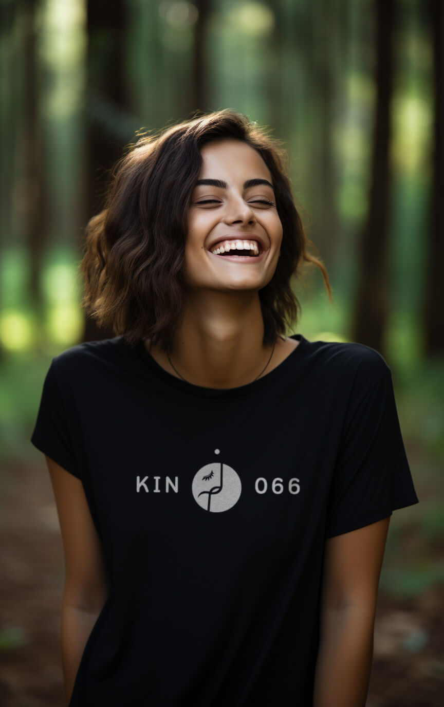 Camisa Feminina Preta Kin 066 - Enlaçador de Mundos Magnético - Kin 66