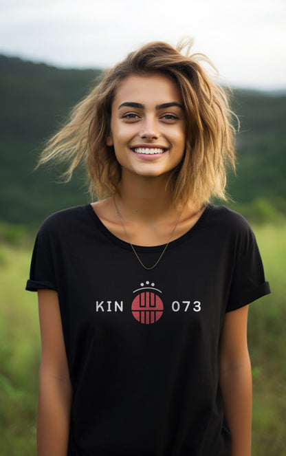 Camisa Feminina Preta Kin 073 - Caminhante do Céu Galáctico - Kin 73