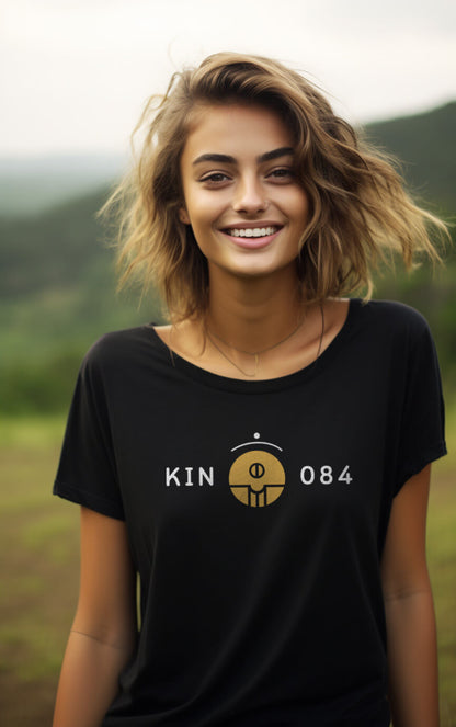 Camisa Feminina Preta Kin 084 - Semente Rítmica Amarela - Kin 84