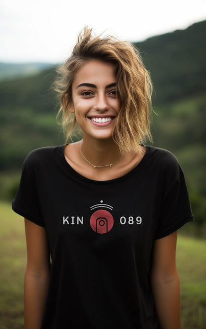 Camisa Feminina Preta Kin 089 - Lua Espectral Vermelha - Kin 89