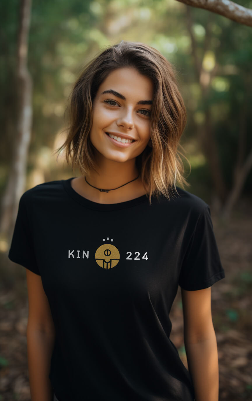 Modelo Humano Camisa Preta - Camisa Feminina Kin 224 - Semente Elétrica Amarela
