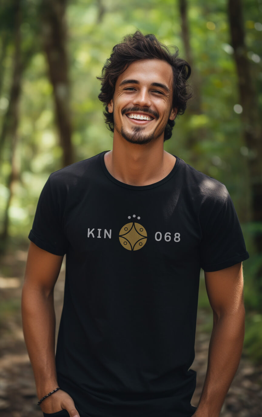 Camiseta Preta  Kin 068 - Estrela Elétrica Amarela