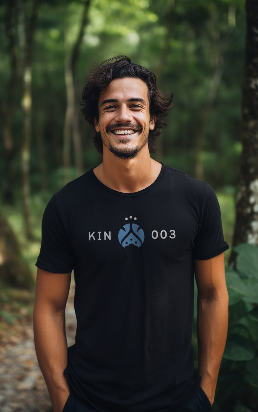 Camiseta Preta Kin 003 - Noite Elétrica Azul