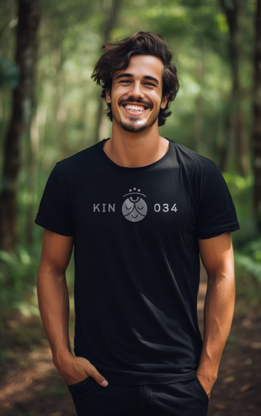 Camiseta Preta Kin 034 - Mago Galáctico Branco