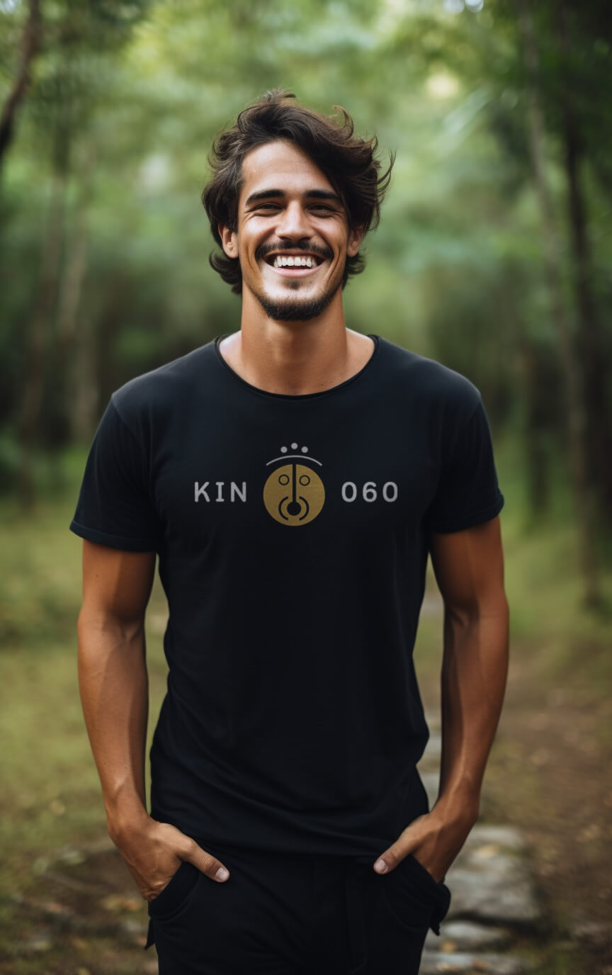 Camiseta Preta Kin 060 - Sol Galáctico Amarelo