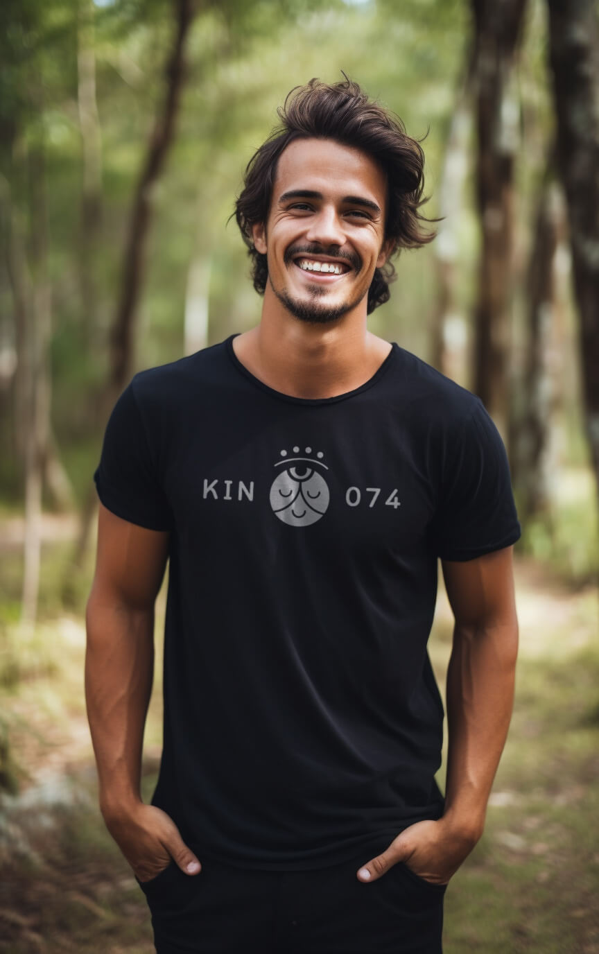 Camiseta Preta Kin 074 - Mago Solar Branco