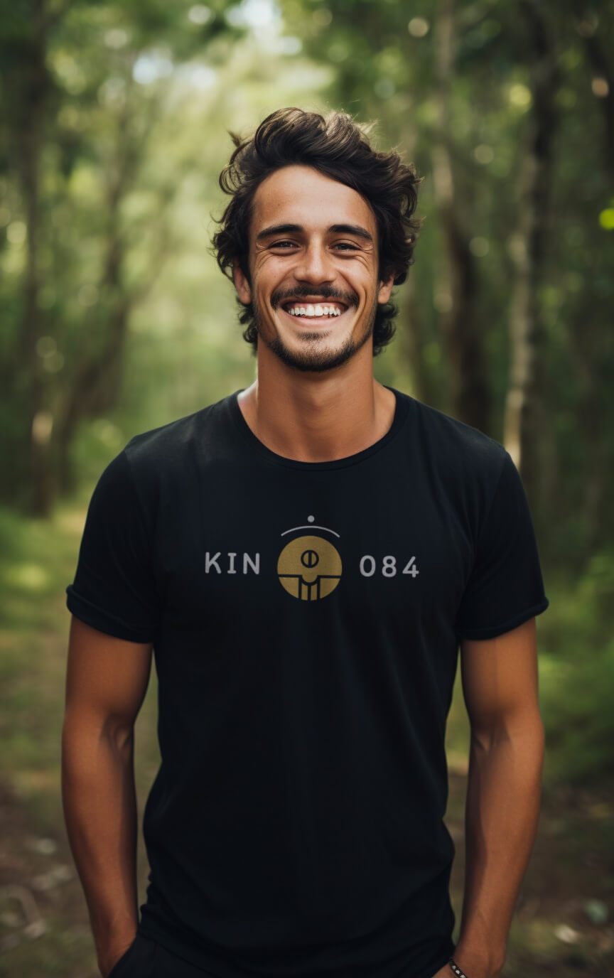 Camiseta Preta Kin 084 - Semente Rítmica Amarela