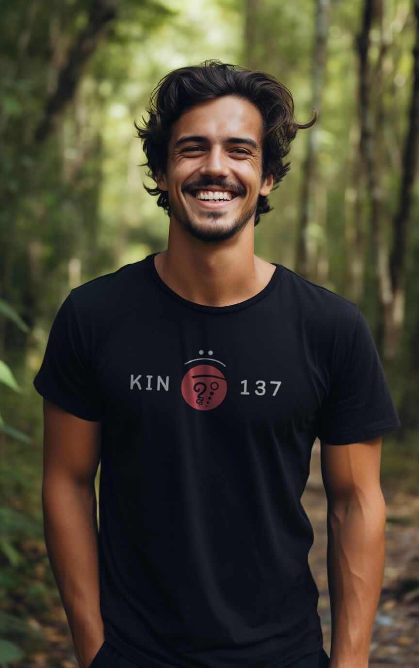 Camiseta Preta Kin 137 - Terra Ressonante Vermelha