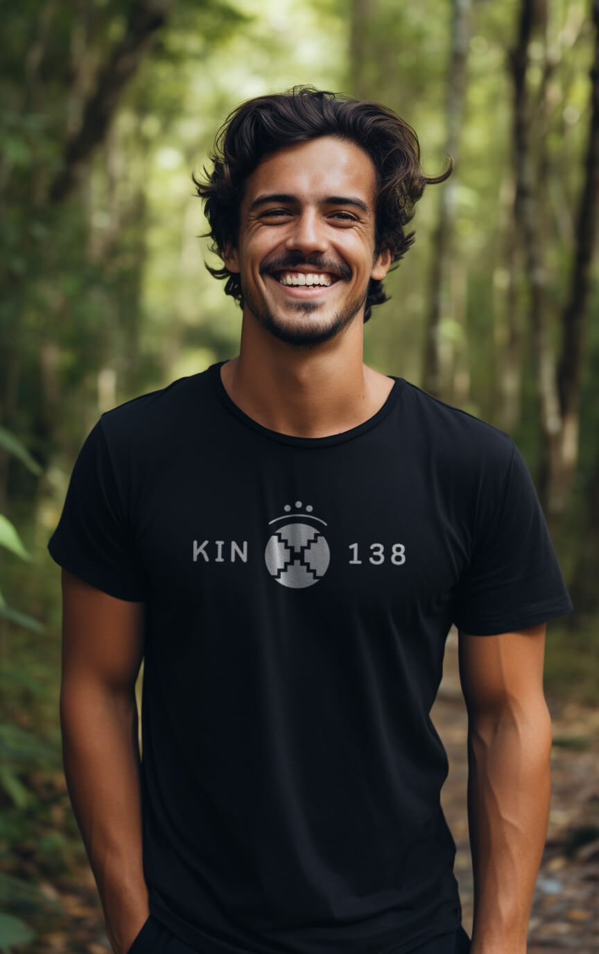 Camiseta Preta Kin 138 - Espelho Galáctico Branco