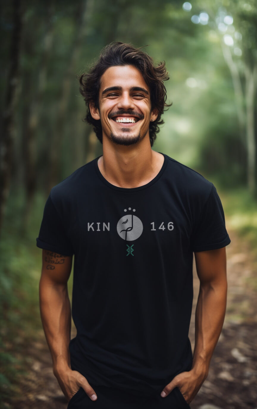 Camiseta Preta Kin 146 - Enlaçador de Mundos Elétrico