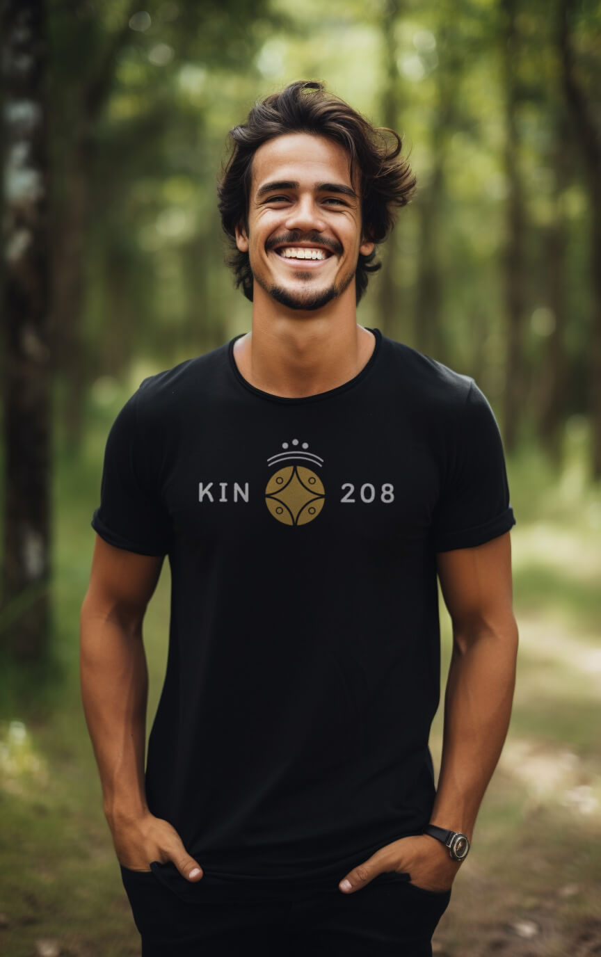 Camiseta Preta Kin 208 - Estrela Cósmica Amarela