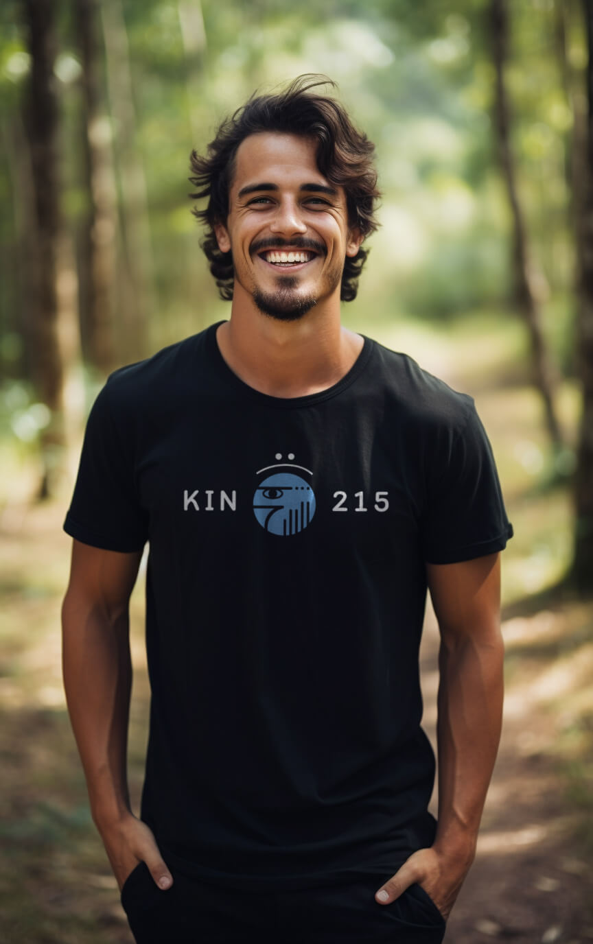 Camiseta Preta Kin 215 - Águia Ressonante Azul