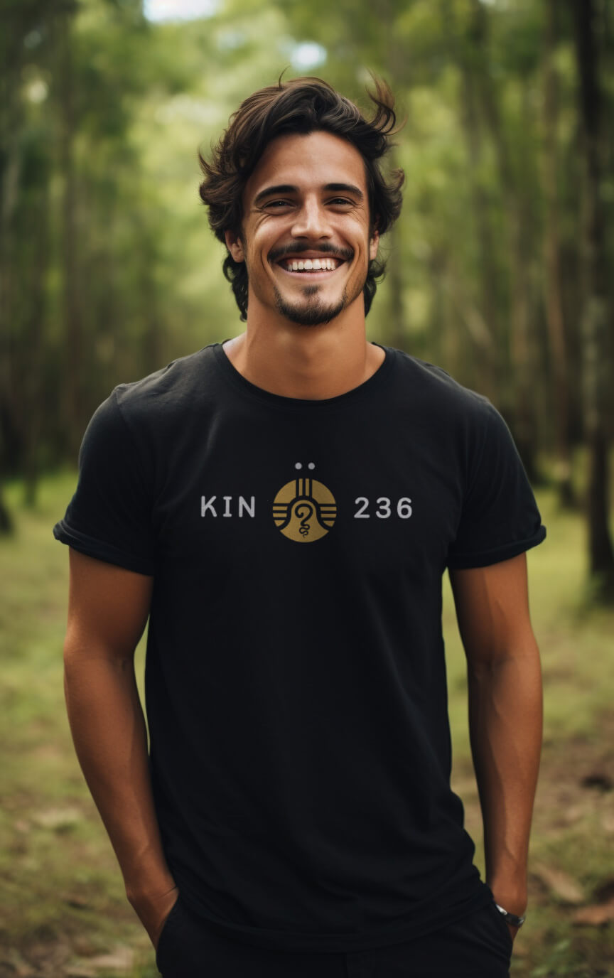 Camiseta Preta Kin 236 - Guerreiro Lunar Amarelo